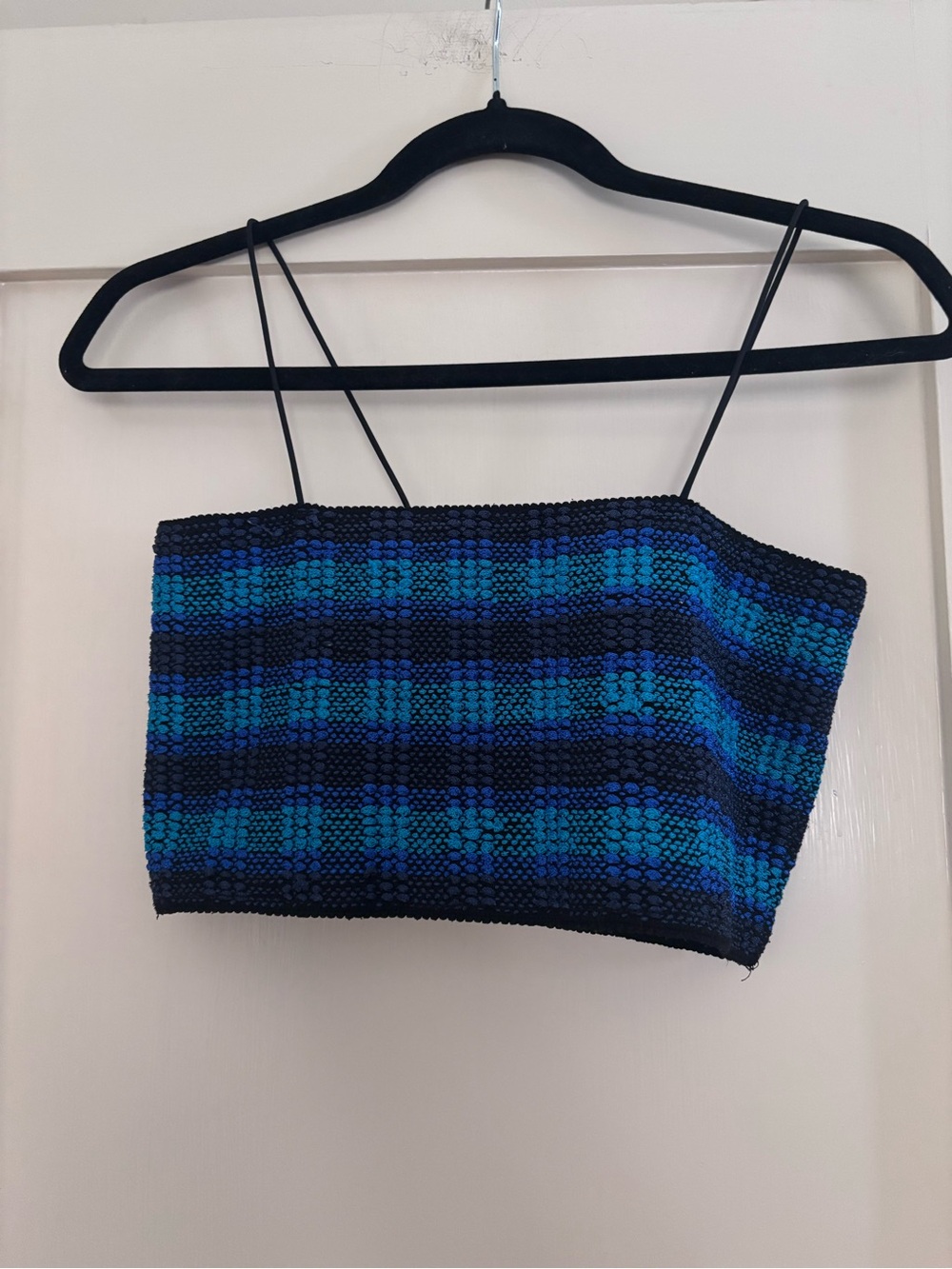 Urban Outfitters Blue Plaid Cropped Knit Tank